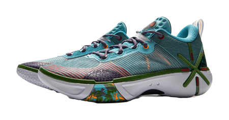 LiNing Wode Phantom 6 Anti Slip Wear Resistant Low Top Basketball Shoes Mens Blue Green  vjsneaker.com