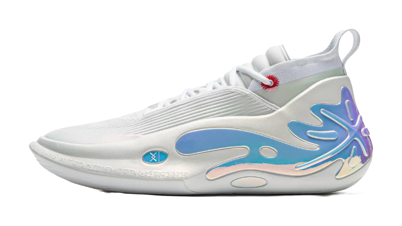 LiNing Wow11 Cushioning Abrasion Resistant Lightweight Rebound Mid top Basketball Shoes Mens White 