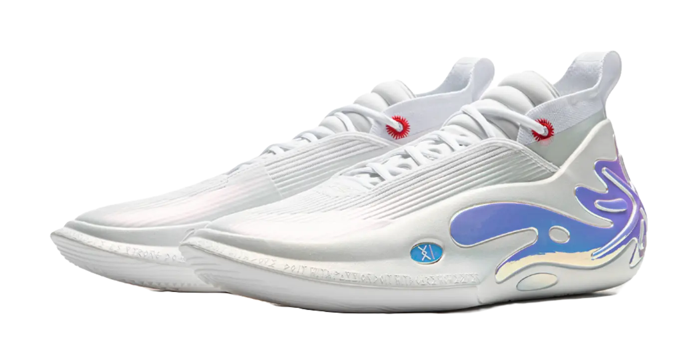 LiNing Wow11 Cushioning Abrasion Resistant Lightweight Rebound Mid top Basketball Shoes Mens White 