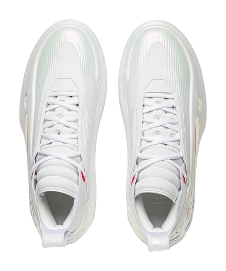 LiNing Wow11 Cushioning Abrasion Resistant Lightweight Rebound Mid top Basketball Shoes Mens White 