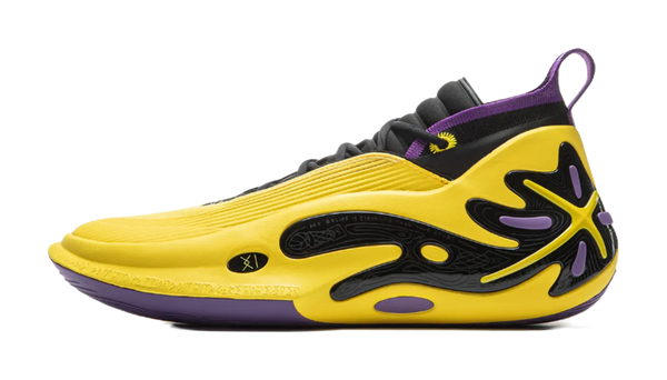 LiNing Wow11 Cushioning Anti-Slip And Wear-Resistant Lightweight Rebound Low-Top Basketball Shoes Mens Yellow Purple 