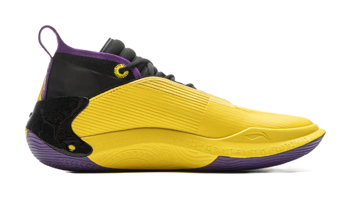 LiNing Wow11 Cushioning Anti-Slip And Wear-Resistant Lightweight Rebound Low-Top Basketball Shoes Mens Yellow Purple 