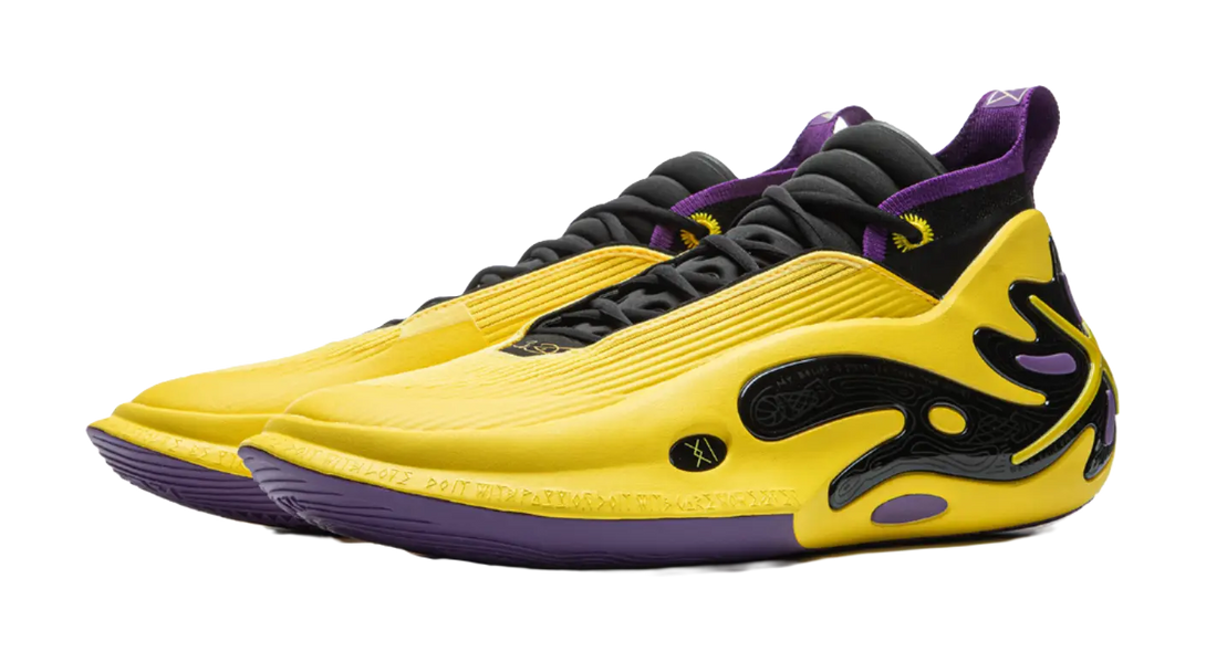 LiNing Wow11 Cushioning Anti-Slip And Wear-Resistant Lightweight Rebound Low-Top Basketball Shoes Mens Yellow Purple 