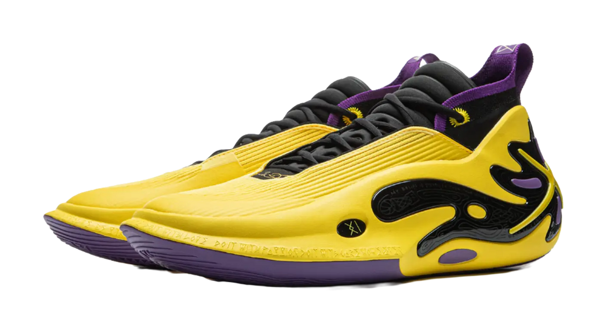 LiNing Wow11 Cushioning Anti-Slip And Wear-Resistant Lightweight Rebound Low-Top Basketball Shoes Mens Yellow Purple 