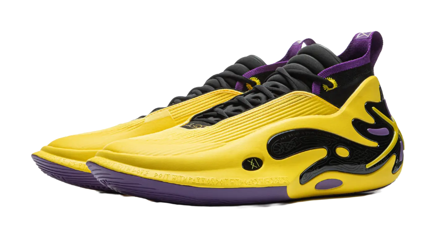 LiNing Wow11 Cushioning Anti-Slip And Wear-Resistant Lightweight Rebound Low-Top Basketball Shoes Mens Yellow Purple 