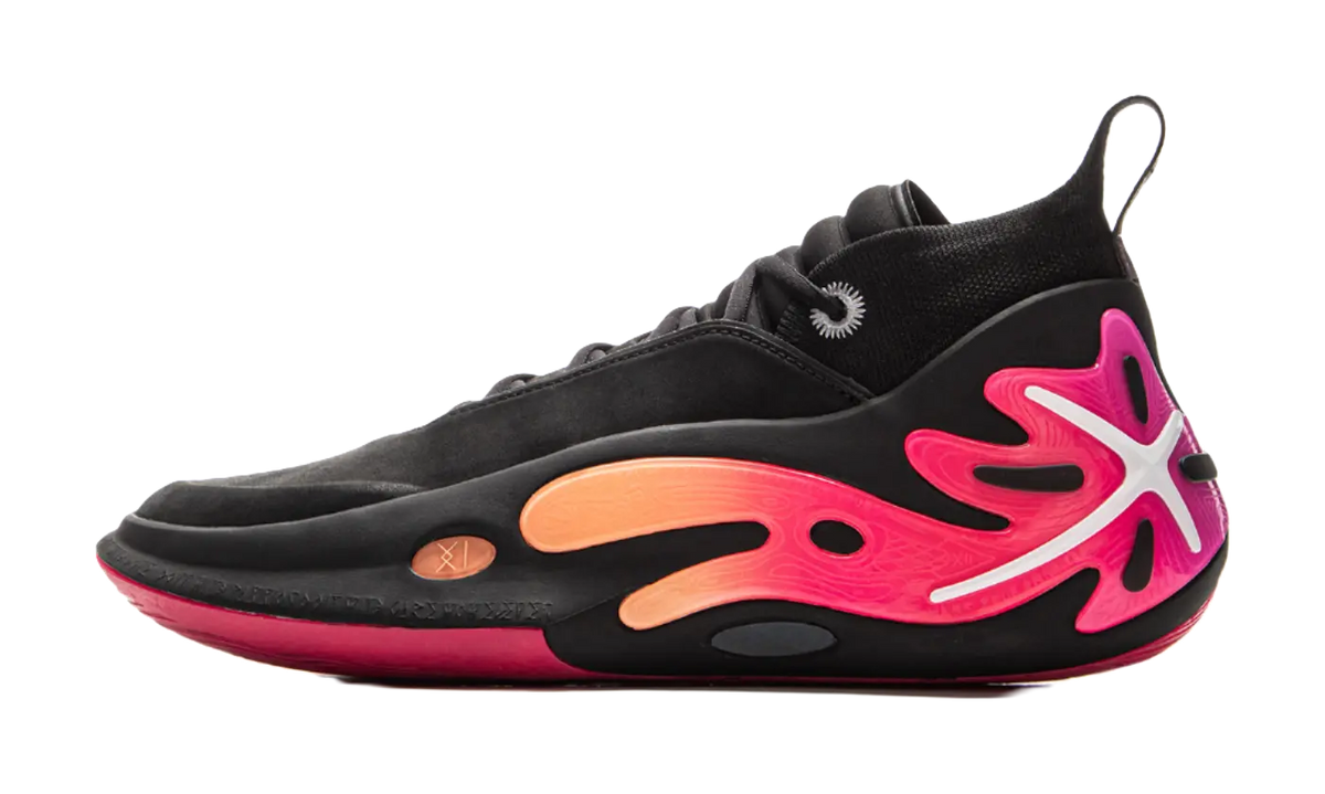 LiNing Wow11 Cushioning Anti-Slip And Wear-Resistant Lightweight Rebound Mid-Top Basketball Shoes Mens Black Red 