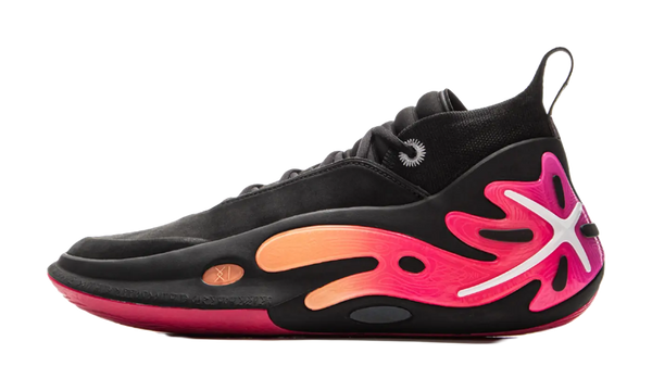 LiNing Wow11 Cushioning Anti-Slip And Wear-Resistant Lightweight Rebound Mid-Top Basketball Shoes Mens Black Red 