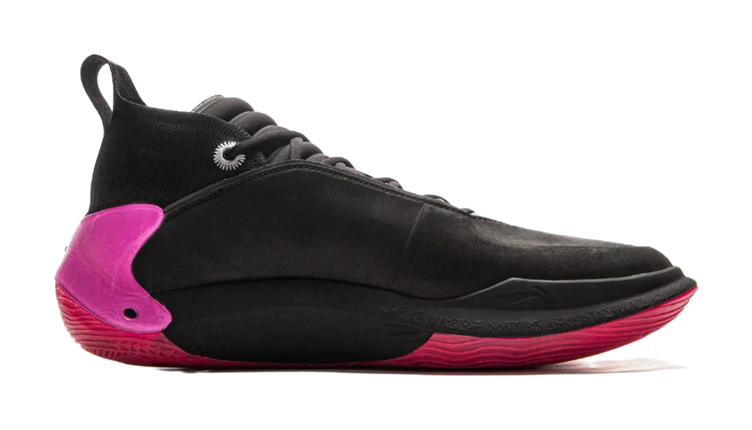 LiNing Wow11 Cushioning Anti-Slip And Wear-Resistant Lightweight Rebound Mid-Top Basketball Shoes Mens Black Red 