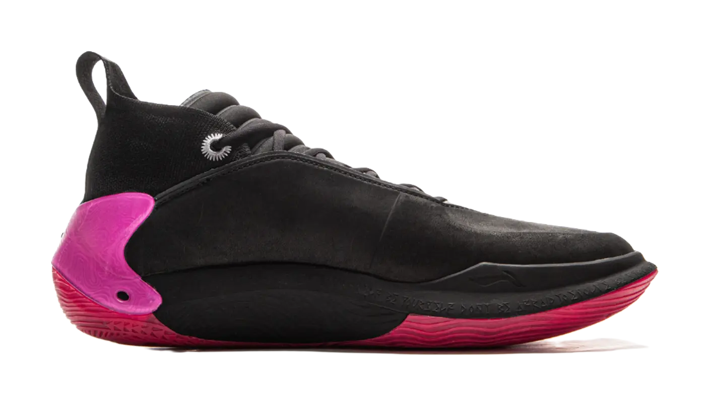 LiNing Wow11 Cushioning Anti-Slip And Wear-Resistant Lightweight Rebound Mid-Top Basketball Shoes Mens Black Red 