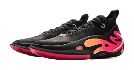 LiNing Wow11 Cushioning Anti-Slip And Wear-Resistant Lightweight Rebound Mid-Top Basketball Shoes Mens Black Red 