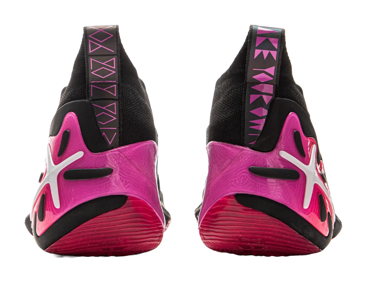 LiNing Wow11 Cushioning Anti-Slip And Wear-Resistant Lightweight Rebound Mid-Top Basketball Shoes Mens Black Red 