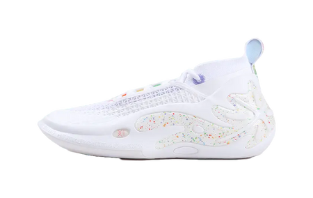 LiNing Wow11 Cushioning, Slip Resistant, Abrasion Resistant, Lightweight, Rebound Mid Top Basketball Shoes Mens White 