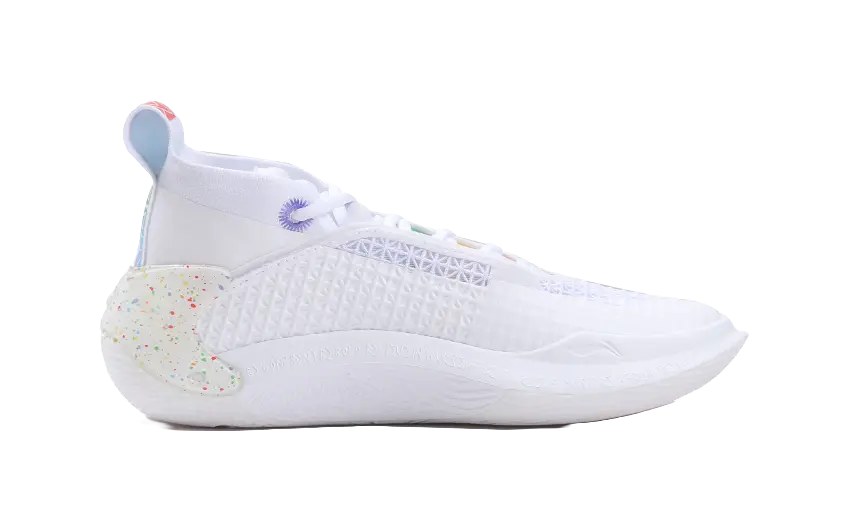 LiNing Wow11 Cushioning, Slip Resistant, Abrasion Resistant, Lightweight, Rebound Mid Top Basketball Shoes Mens White 