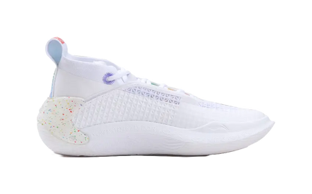 LiNing Wow11 Cushioning, Slip Resistant, Abrasion Resistant, Lightweight, Rebound Mid Top Basketball Shoes Mens White 