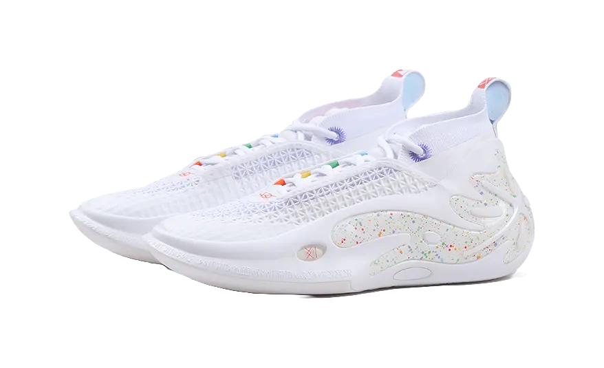 LiNing Wow11 Cushioning, Slip Resistant, Abrasion Resistant, Lightweight, Rebound Mid Top Basketball Shoes Mens White 