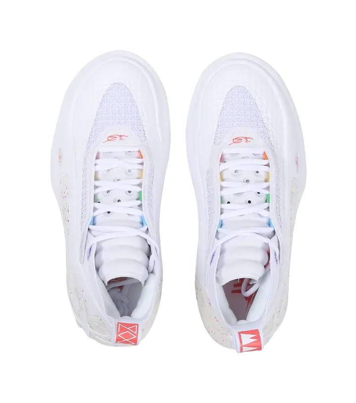 LiNing Wow11 Cushioning, Slip Resistant, Abrasion Resistant, Lightweight, Rebound Mid Top Basketball Shoes Mens White 