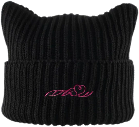 METASWEETY Chunky Kitty Beanie Cat Hat - Aespa Ningning Same Style Black  VJSNEAKER