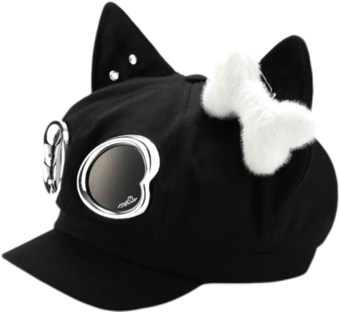 METASWEETY Chunky Kitty Beanie Cat Hat - Aespa Ningning Same Style Black  VJSNEAKER
