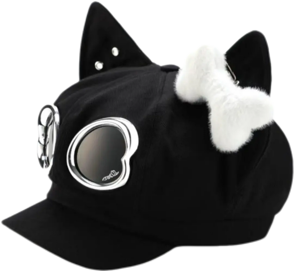 METASWEETY Chunky Kitty Beanie Cat Hat - Aespa Ningning Same Style Black  VJSNEAKER