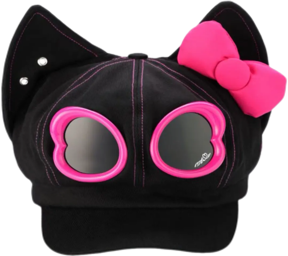 METASWEETY Chunky Kitty Beanie Cat Hat - Aespa Ningning Same Style Black Pink  VJSNEAKER