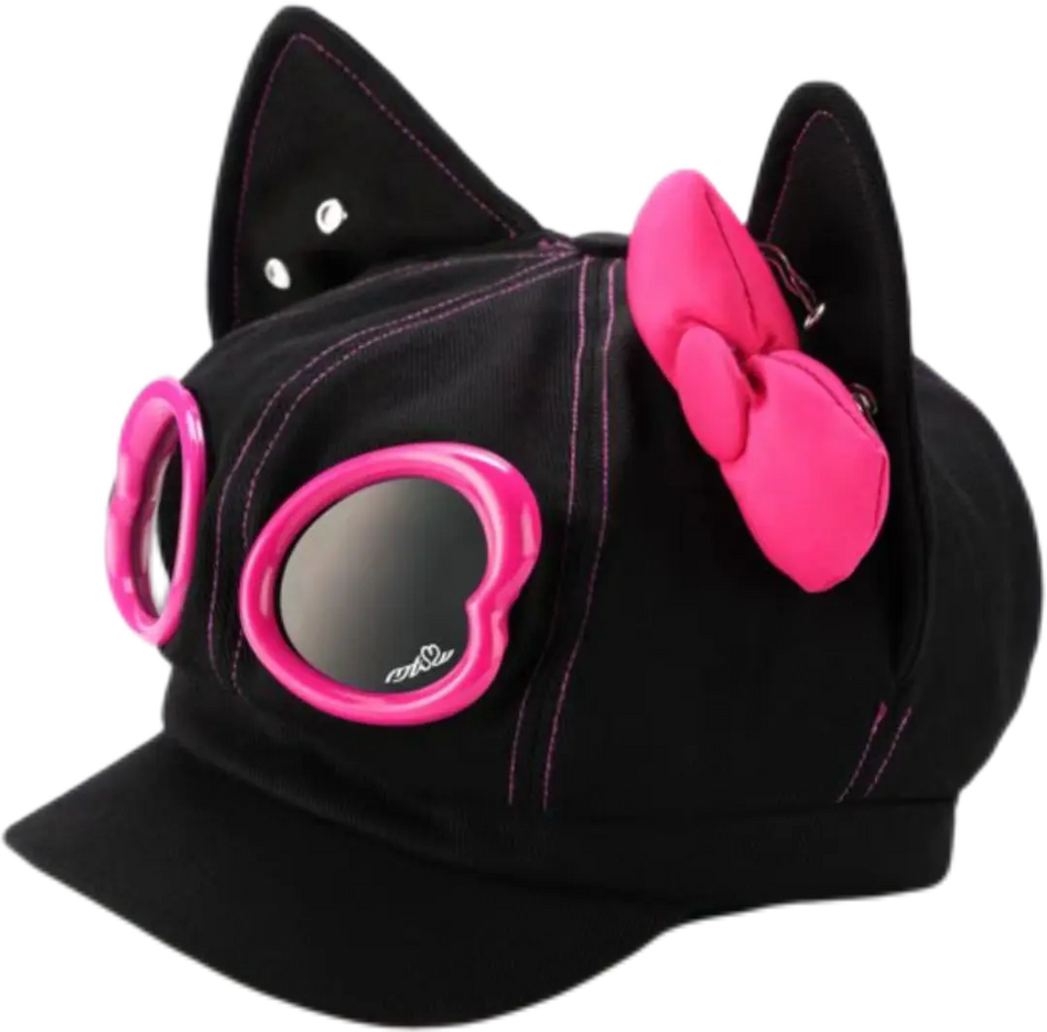 METASWEETY Chunky Kitty Beanie Cat Hat - Aespa Ningning Same Style Black Pink  VJSNEAKER