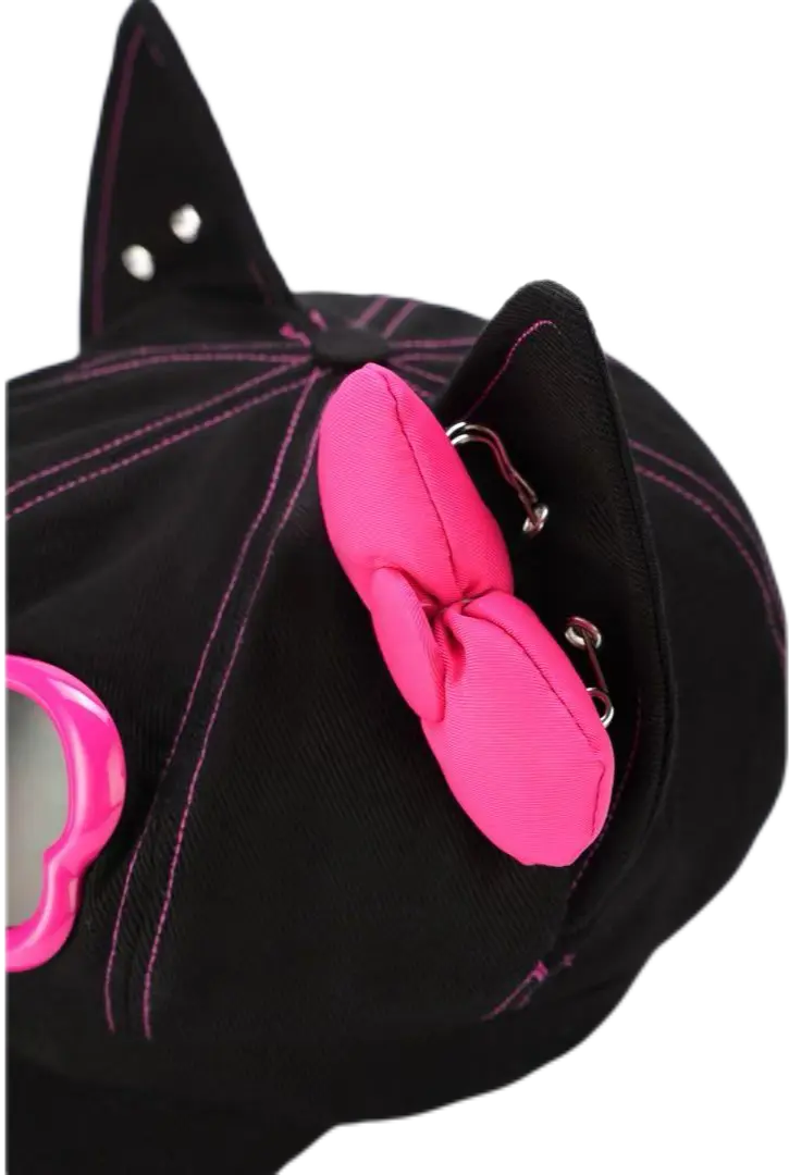 METASWEETY Chunky Kitty Beanie Cat Hat - Aespa Ningning Same Style Black Pink  VJSNEAKER