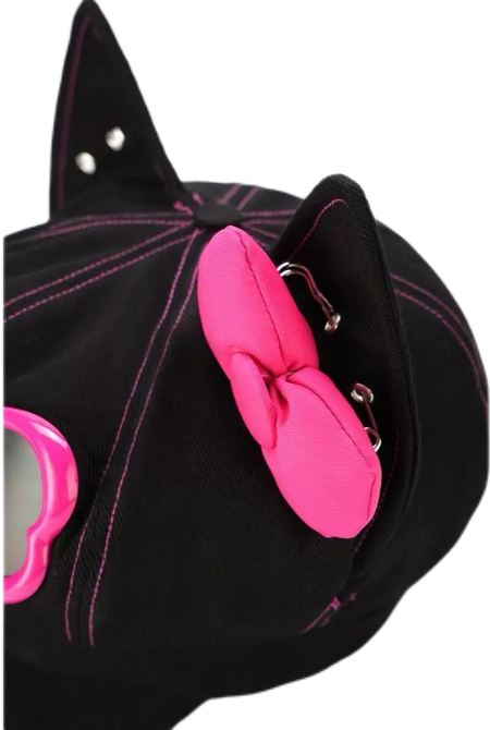 METASWEETY Chunky Kitty Beanie Cat Hat - Aespa Ningning Same Style Black Pink  VJSNEAKER