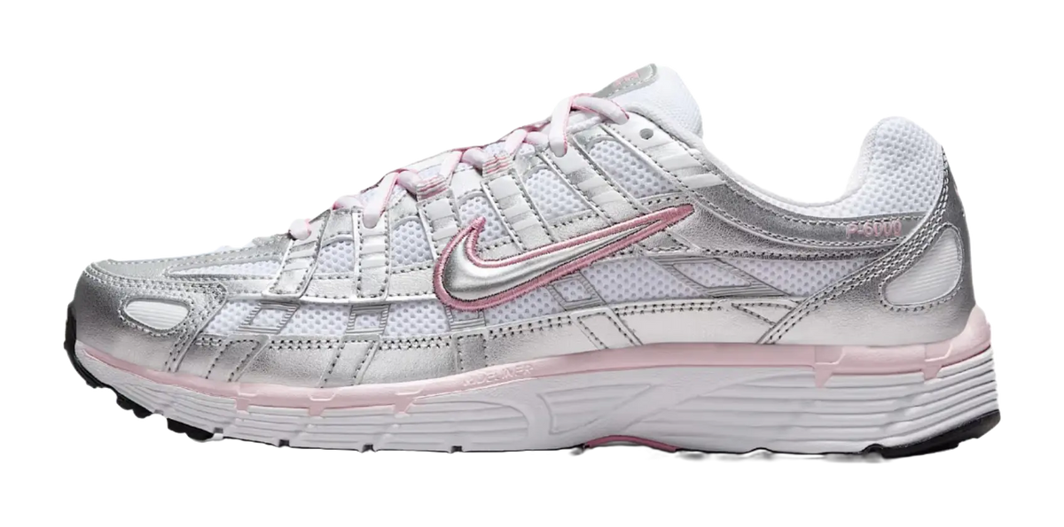 Nike P 6000 Abrasion Resistant Low top Track  Field Competition Racing Running Shoes Womens White Silver  vjsneaker.com