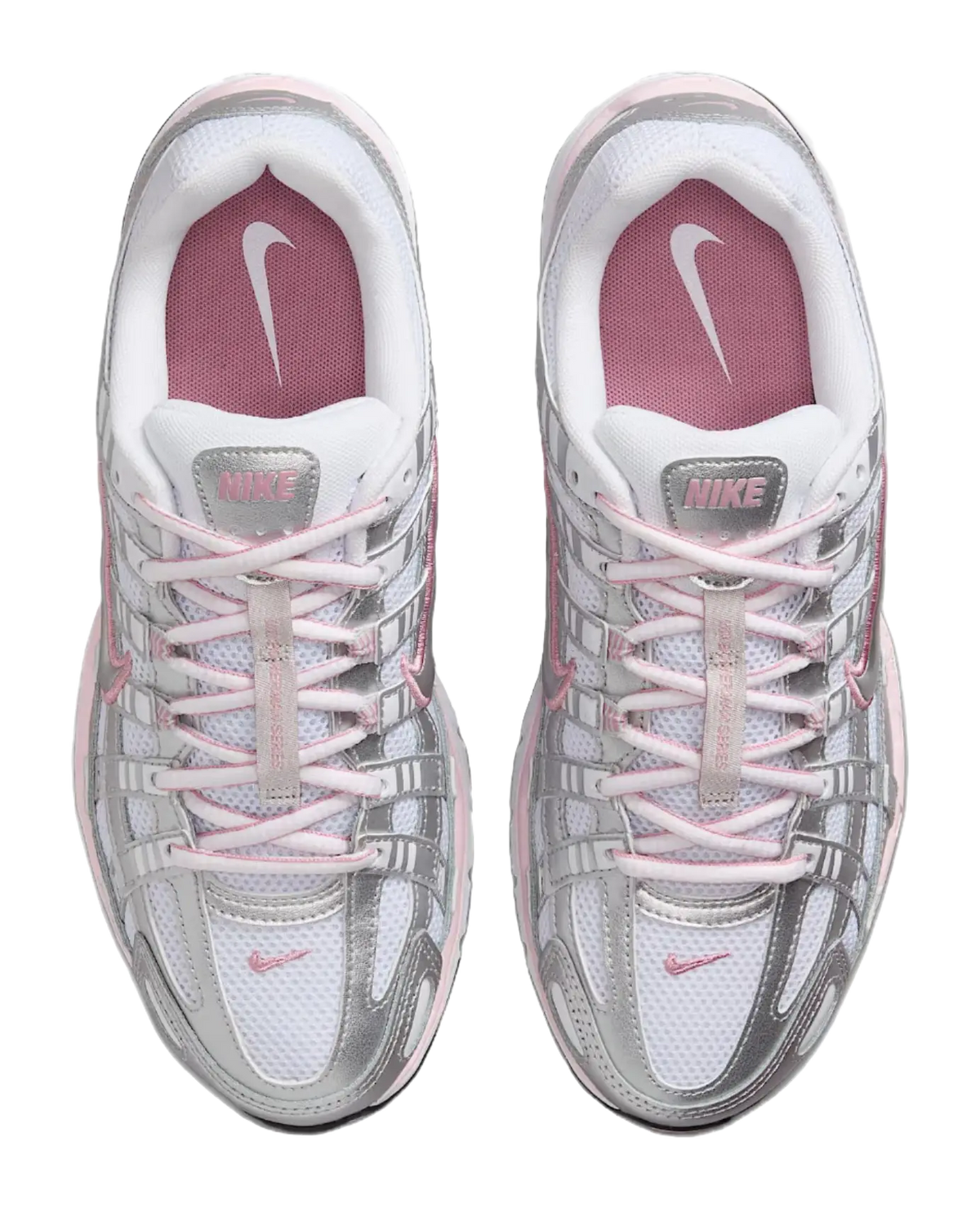 Nike P 6000 Abrasion Resistant Low top Track  Field Competition Racing Running Shoes Womens White Silver  vjsneaker.com