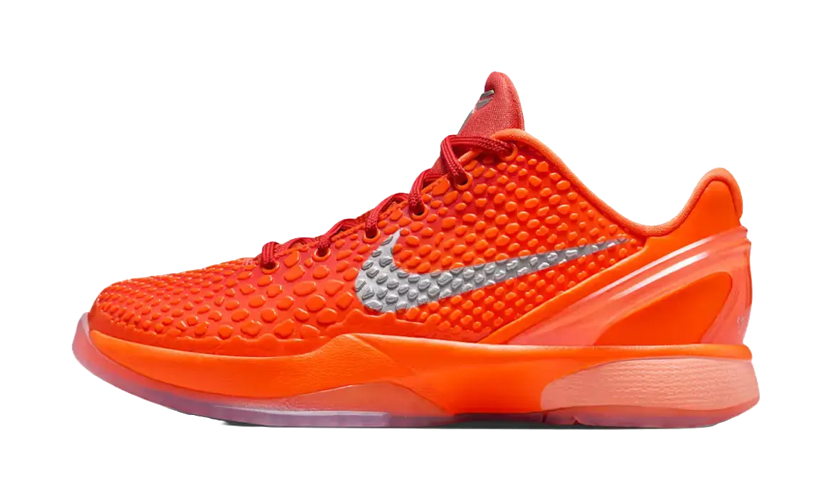 Nike Zoom Kobe 6 Slip Resistant Cushioning Low top Childrens Basketball Shoes Orange/Silver Kids  vjsneaker.com