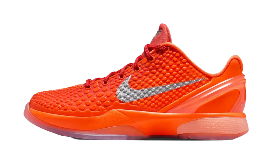 Nike Zoom Kobe 6 Slip Resistant Cushioning Low top Childrens Basketball Shoes Orange/Silver Kids  vjsneaker.com