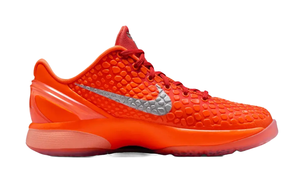 Nike Zoom Kobe 6 Slip Resistant Cushioning Low top Childrens Basketball Shoes Orange/Silver Kids  vjsneaker.com