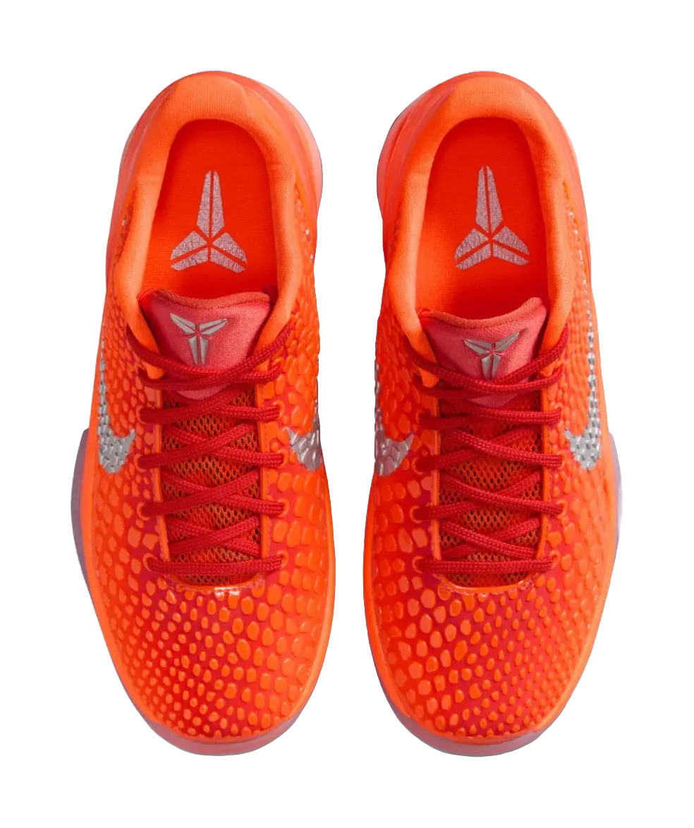 Nike Zoom Kobe 6 Slip Resistant Cushioning Low top Childrens Basketball Shoes Orange/Silver Kids  vjsneaker.com