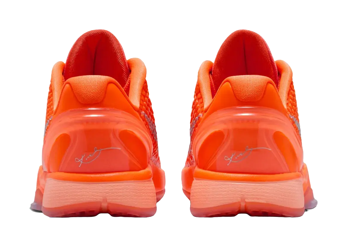 Nike Zoom Kobe 6 Slip Resistant Cushioning Low top Childrens Basketball Shoes Orange/Silver Kids  vjsneaker.com
