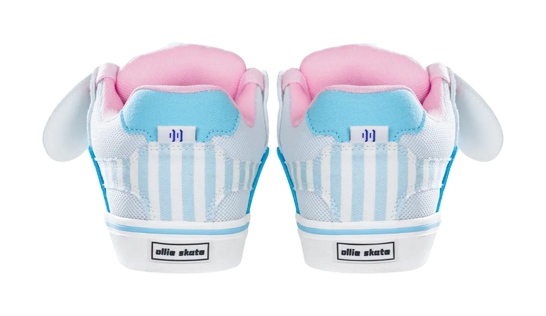 Ollieskate Abrasion Resistant Balance Lightweight Low Top Skateboard Shoes Unisex White Blue Pink 