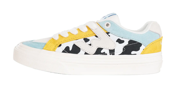 Ollieskate Abrasion Resistant Lightweight Slip Resistant Low Top Skateboard Shoes Unisex Yellow Blue 