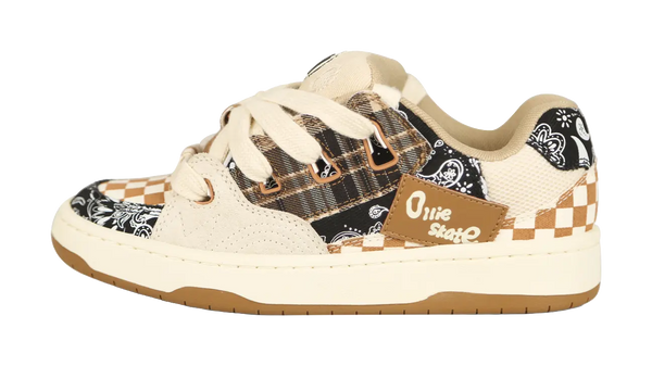 Ollieskate Cold Cemented Puffy Shoes Slip Resistant Low top Skateboard Shoes Unisex Paisley 