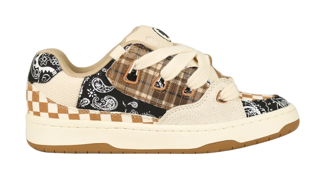 Ollieskate Cold Cemented Puffy Shoes Slip Resistant Low top Skateboard Shoes Unisex Paisley 