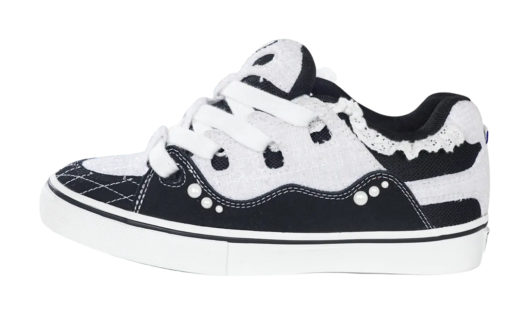 Ollieskate Cushioning Abrasion Resistant Lightweight Low top Skateboard Shoes Unisex Black White 