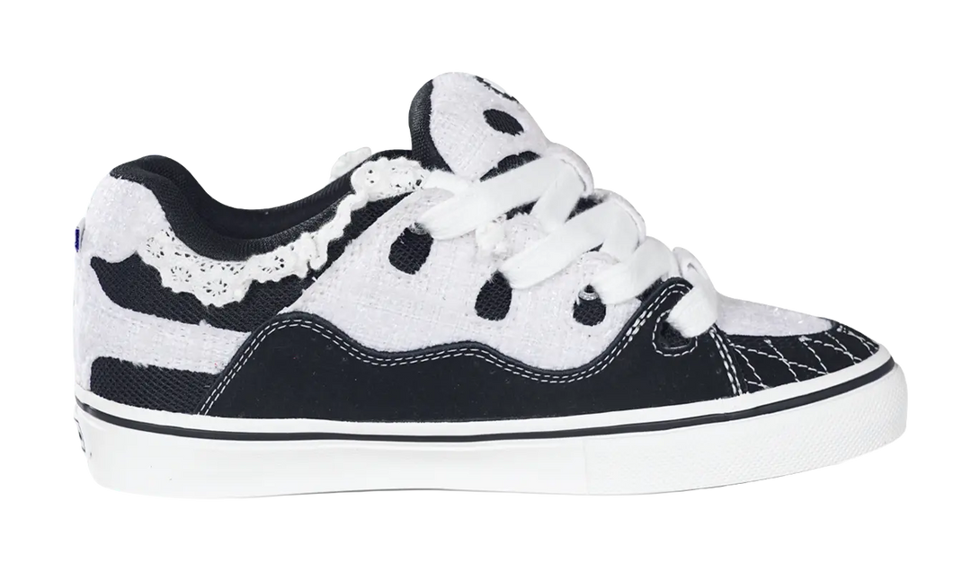 Ollieskate Cushioning Abrasion Resistant Lightweight Low top Skateboard Shoes Unisex Black White 