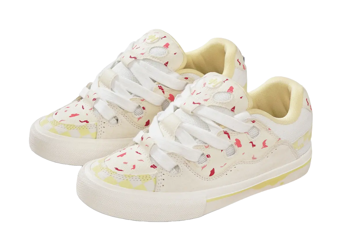 Ollieskate Magic Bake Slip Resistant Abrasion Resistant Low top Skateboard Shoes Unisex White Yellow 