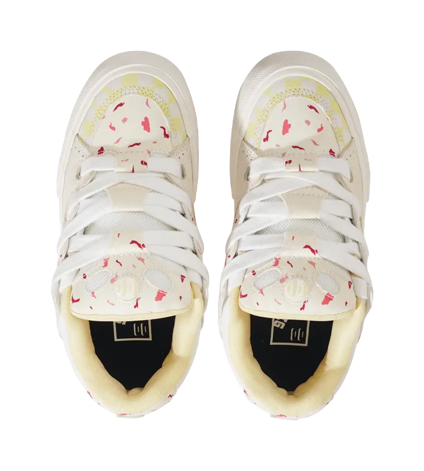 Ollieskate Magic Bake Slip Resistant Abrasion Resistant Low top Skateboard Shoes Unisex White Yellow 