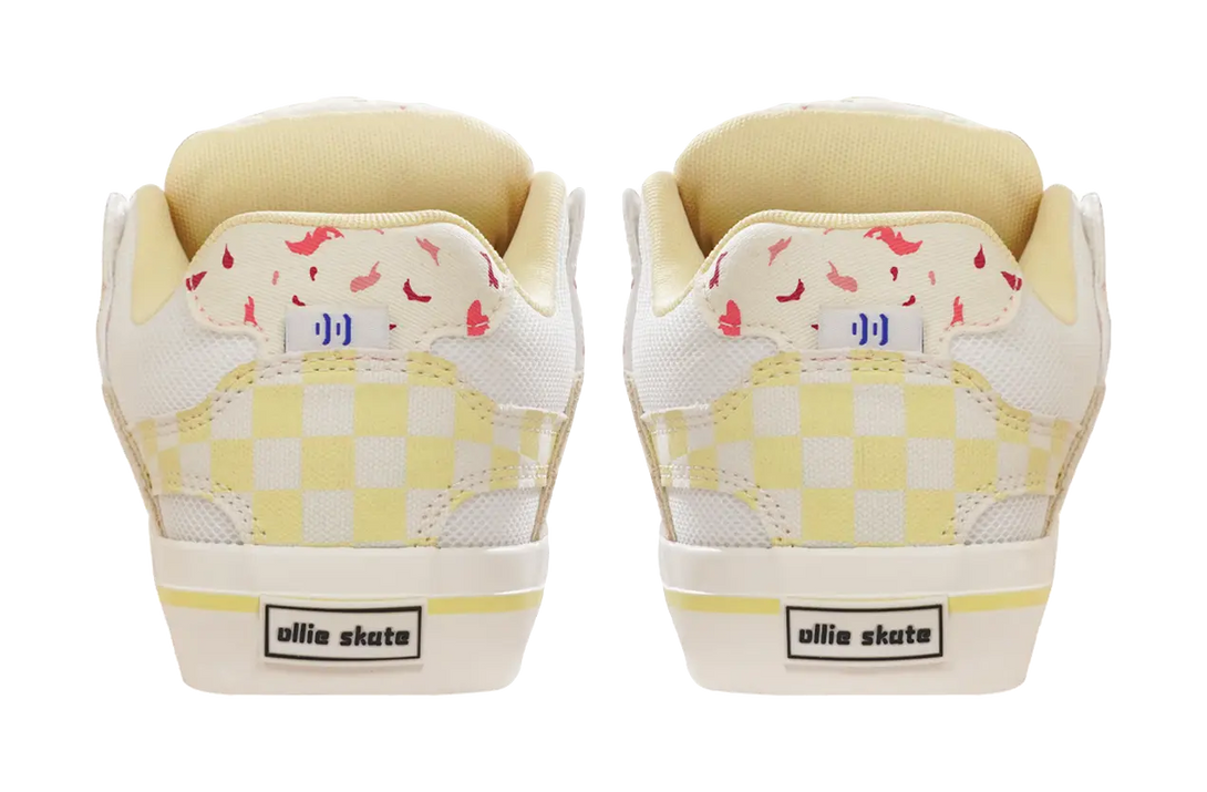 Ollieskate Magic Bake Slip Resistant Abrasion Resistant Low top Skateboard Shoes Unisex White Yellow 