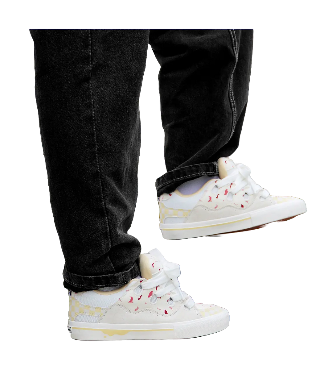 Ollieskate Magic Bake Slip Resistant Abrasion Resistant Low top Skateboard Shoes Unisex White Yellow 