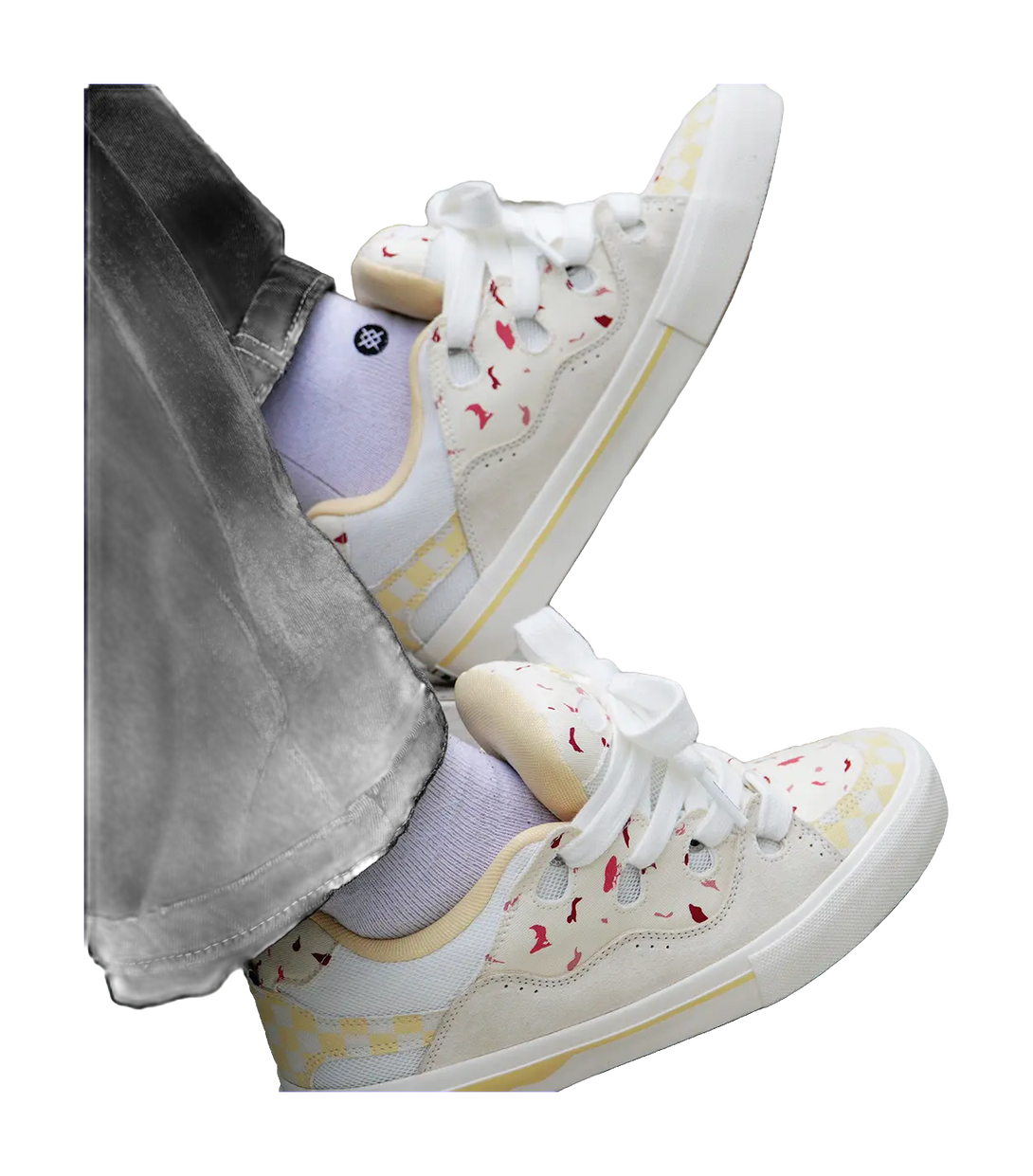 Ollieskate Magic Bake Slip Resistant Abrasion Resistant Low top Skateboard Shoes Unisex White Yellow 