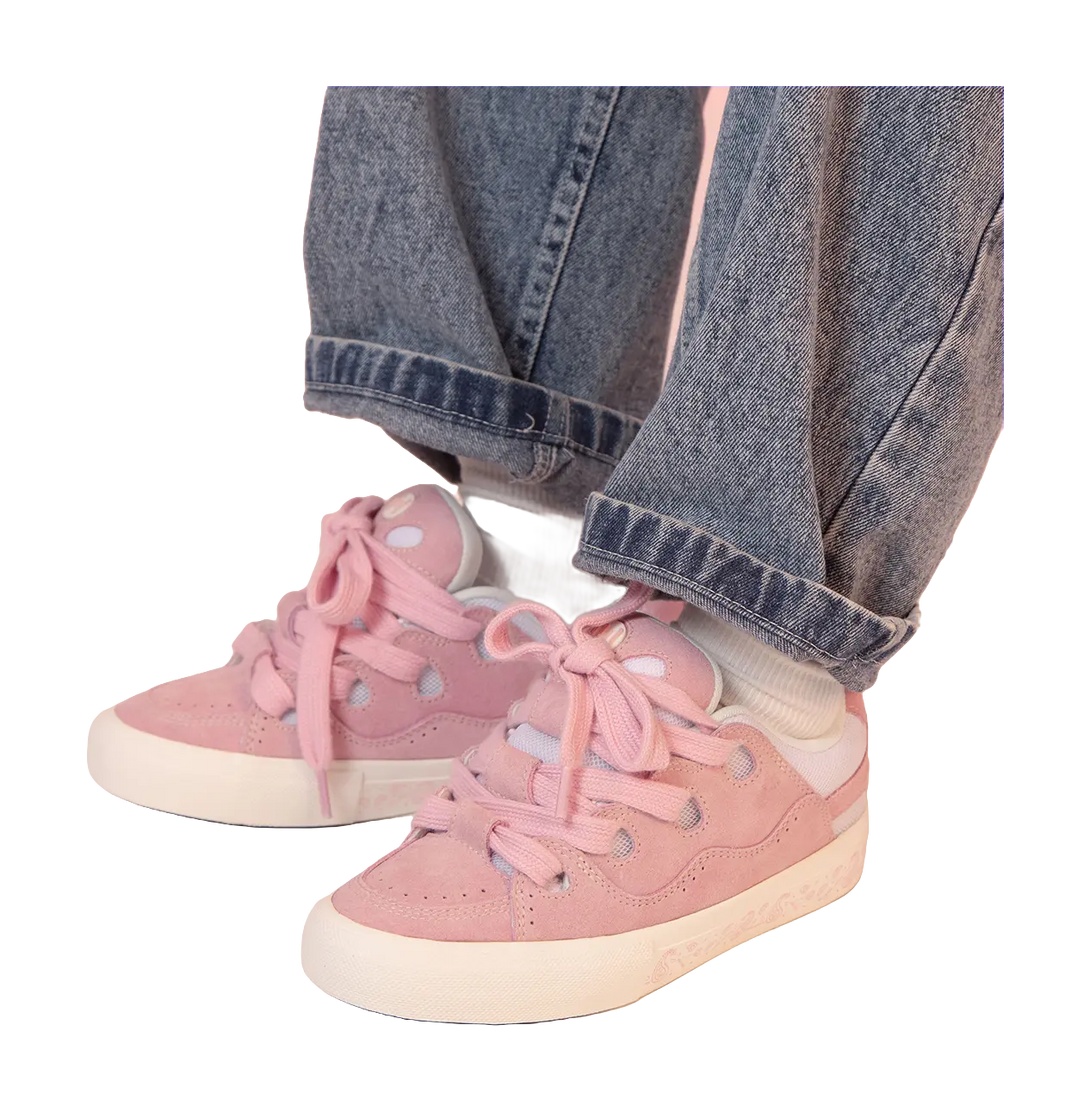 Ollieskate Puffy Shoes Low top Skateboard Shoes Unisex Pink 