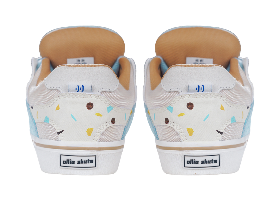 Ollieskate Slip Resistant Abrasion Resistant Low top Casual Shoes Unisex White Blue Brown 