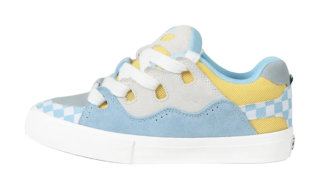 Ollieskate Slip Resistant Abrasion Resistant Low top Skateboard Shoes Unisex Blue White Yellow 