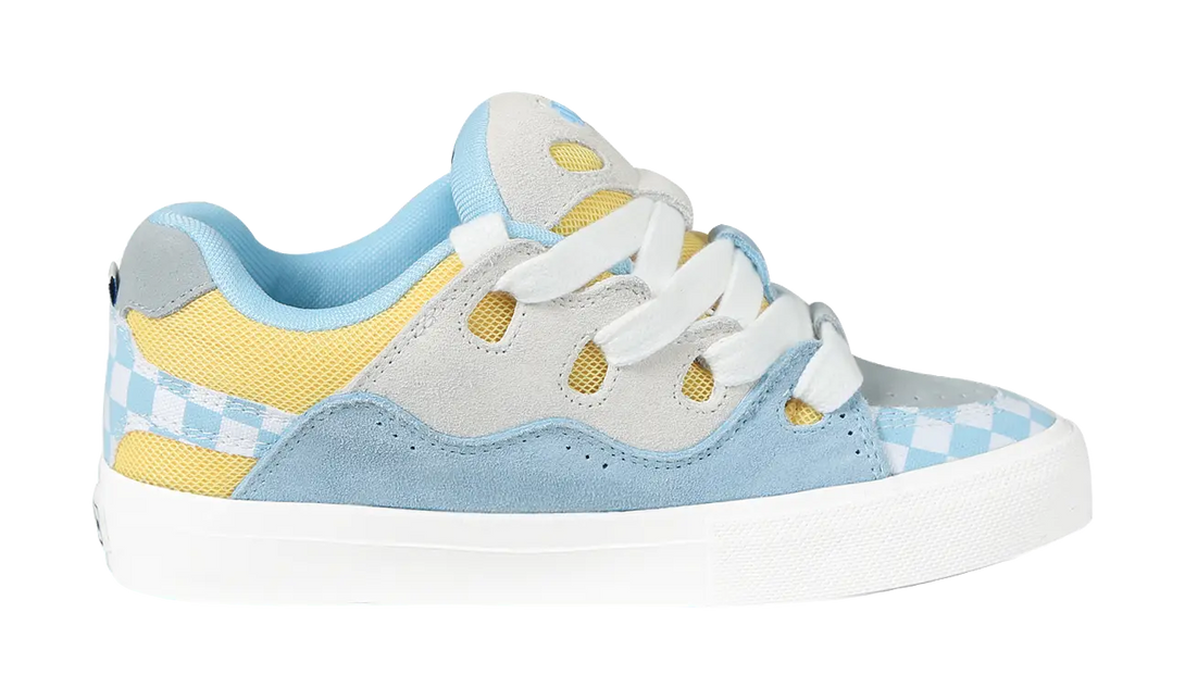 Ollieskate Slip Resistant Abrasion Resistant Low top Skateboard Shoes Unisex Blue White Yellow 