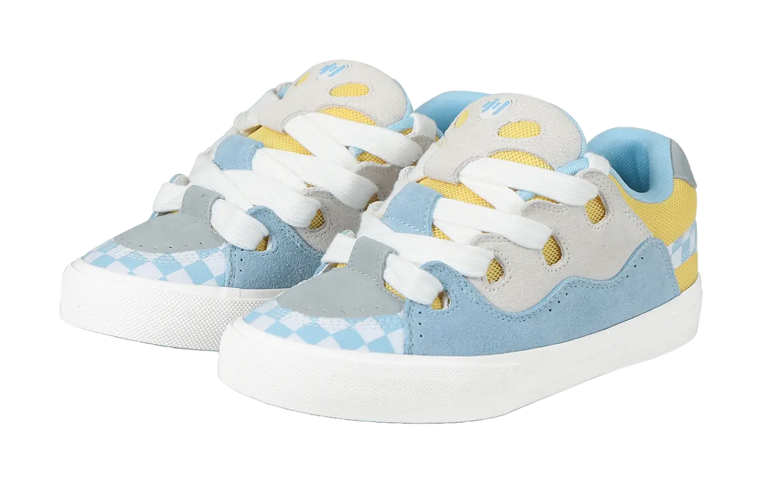 Ollieskate Slip Resistant Abrasion Resistant Low top Skateboard Shoes Unisex Blue White Yellow 